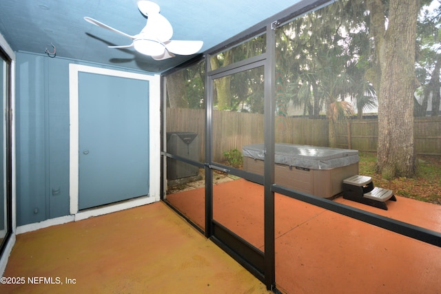 1266 Mayport Landing Cir, Jacksonville, FL 32233 - sunroom / solarium with a jacuzzi and ceiling fan