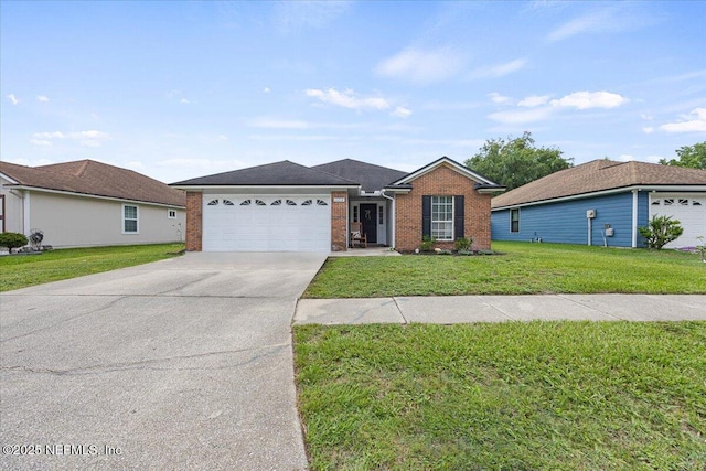 11214 Bentley Trace Ln E, Jacksonville, FL 32257 - single story home featuring brick siding, an attached garage, driveway, and a front yard