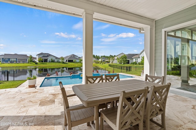 46 Hydrilla Ct, Saint Augustine, FL 32095 - fenced backyard with a residential view, a patio, a water view, and outdoor dining area