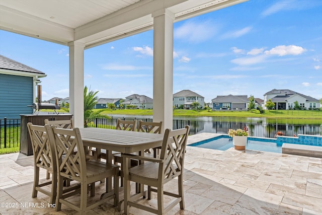 46 Hydrilla Ct, Saint Augustine, FL 32095 - fenced backyard featuring a residential view, a patio, a water view, and outdoor dining space