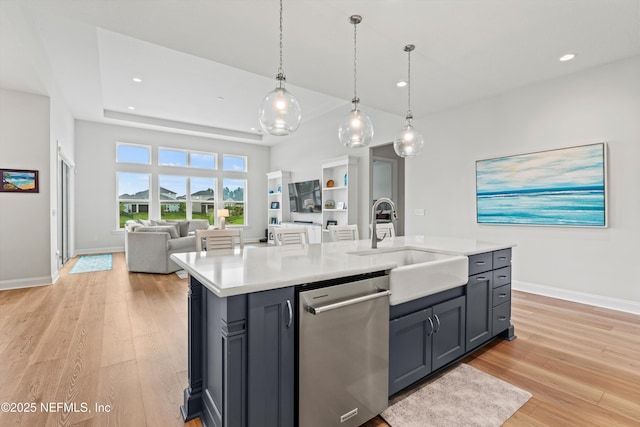 46 Hydrilla Ct, Saint Augustine, FL 32095 - kitchen featuring dishwasher, light wood-type flooring, light countertops, recessed lighting, and pendant lighting