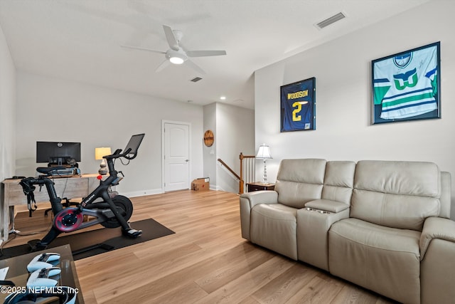 46 Hydrilla Ct, Saint Augustine, FL 32095 - workout area with light wood finished floors, ceiling fan, and recessed lighting