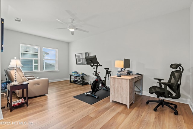 46 Hydrilla Ct, Saint Augustine, FL 32095 - office with light wood-style flooring and ceiling fan
