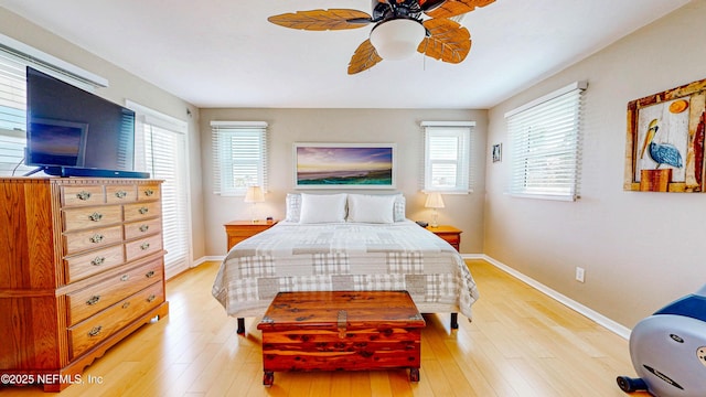 23 Moody Dr, Palm Coast, FL 32137 - bedroom featuring light wood-style floors, baseboards, and ceiling fan