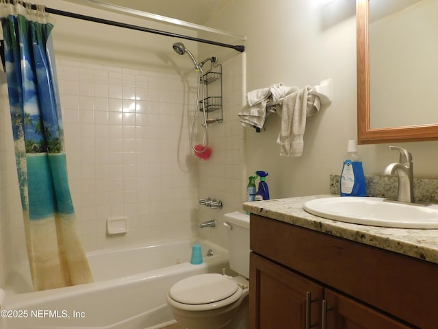 2718 Tina Ln, Middleburg, FL 32068 - bathroom with shower / bathtub combination with curtain, vanity, and toilet