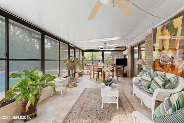 2364 Smullian Trl S, Jacksonville, FL 32217 - sunroom with ceiling fan, expansive windows, and tile patterned flooring