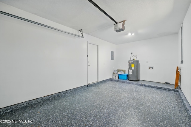 494 Acacia St, Saint Augustine Beach, FL 32080 - garage featuring electric water heater, electric panel, and a garage door opener