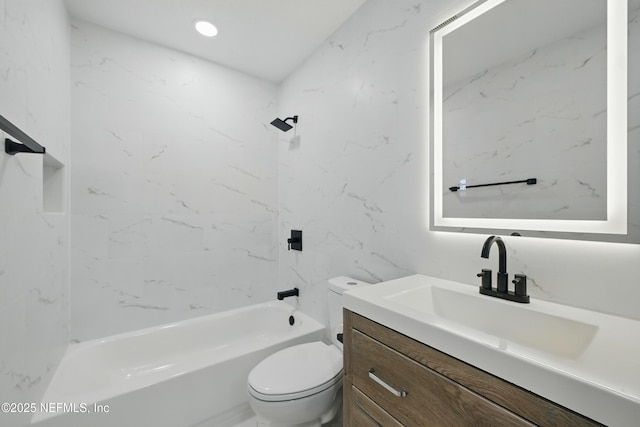 494 Acacia St, Saint Augustine Beach, FL 32080 - bathroom with vanity, toilet, and shower / washtub combination