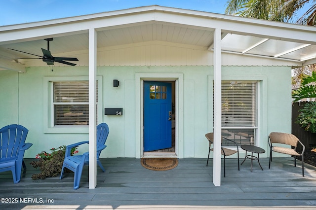 541 Margaret St, Neptune Beach, FL 32266 - view of exterior entry with a ceiling fan