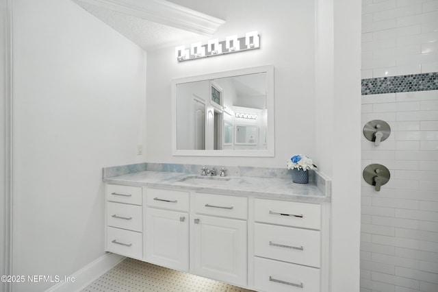 4427 Royal Tern Ct, Jacksonville Beach, FL 32250 - full bathroom featuring vanity, a tile shower, and tile patterned floors