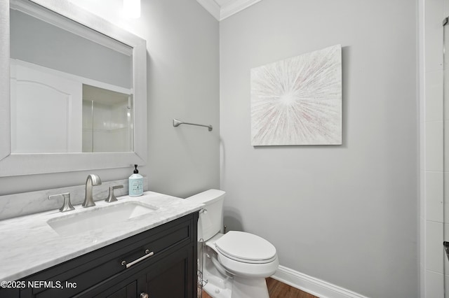 4427 Royal Tern Ct, Jacksonville Beach, FL 32250 - bathroom featuring crown molding, vanity, and wood finished floors