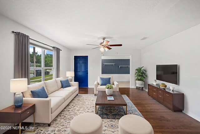 3121 Holly Berry Ln, Jacksonville, FL 32277 - living room featuring wood finished floors and a ceiling fan