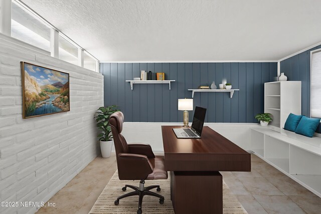 3121 Holly Berry Ln, Jacksonville, FL 32277 - office area featuring light tile patterned floors and a textured ceiling