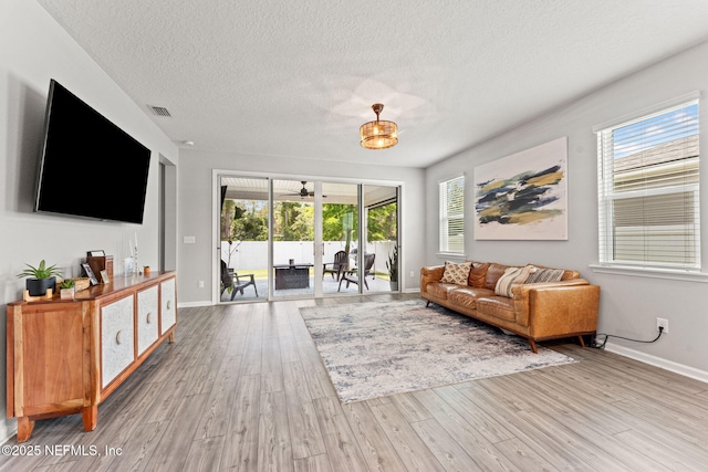 3430 Traceland Oak Ln, Green Cove Springs, FL 32043 - living room with wood finished floors, baseboards, and a textured ceiling