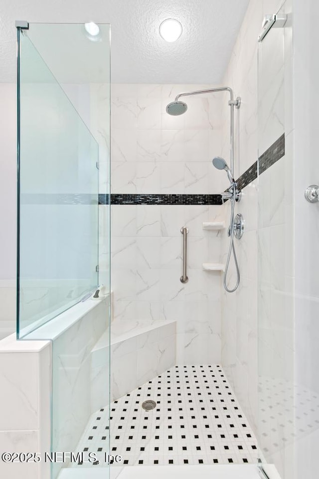 4300 S Beach Pkwy Unit 3313, Jacksonville Beach, FL 32250 - full bath with a marble finish shower, a textured ceiling, and recessed lighting