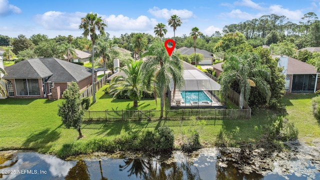 4458 Deep River Way E, Jacksonville, FL 32224 - aerial view of residential area featuring a large body of water and a pool