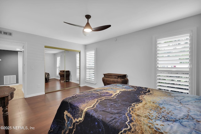 721 Sandy Oaks Ct, Ponte Vedra Beach, FL 32082 - bedroom featuring wood finished floors, a closet, a ceiling fan, and baseboards