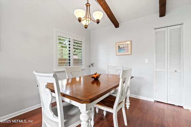 721 Sandy Oaks Ct, Ponte Vedra Beach, FL 32082 - dining room with beam ceiling, wood finished floors, baseboards, and a chandelier