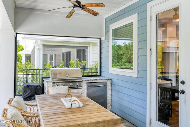 843 Windley Dr, Saint Augustine, FL 32092 - view of patio featuring ceiling fan and outdoor dining area