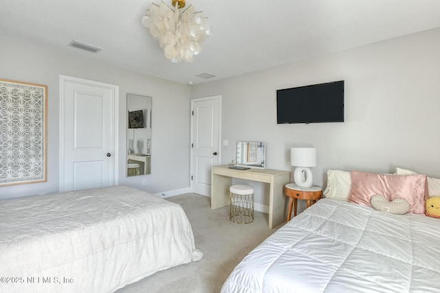 843 Windley Dr, Saint Augustine, FL 32092 - carpeted bedroom with a chandelier and baseboards