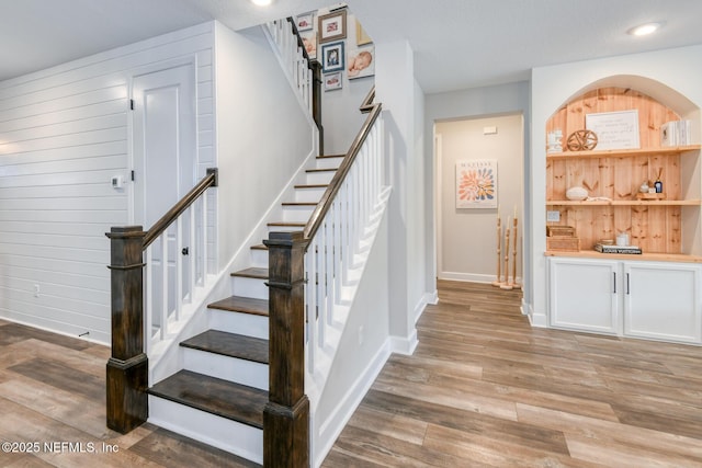 843 Windley Dr, Saint Augustine, FL 32092 - stairway featuring baseboards and wood finished floors
