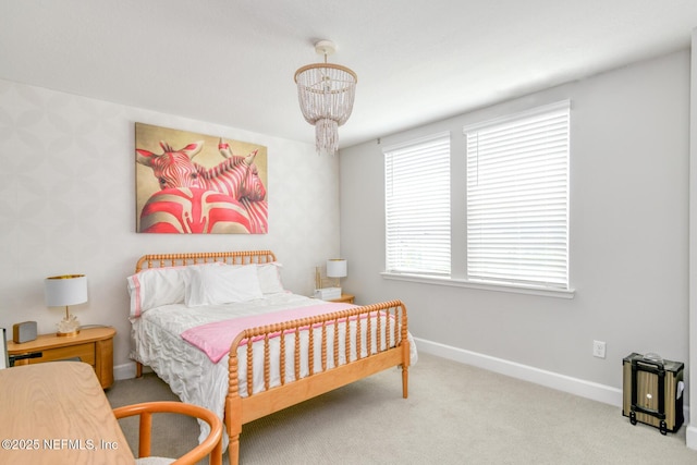 843 Windley Dr, Saint Augustine, FL 32092 - carpeted bedroom featuring baseboards and a chandelier
