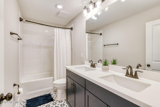 843 Windley Dr, Saint Augustine, FL 32092 - full bath with shower / bathtub combination with curtain, toilet, and double vanity