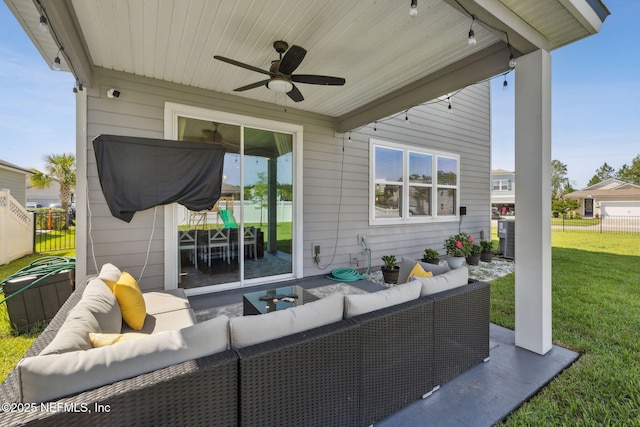 70 Creekmore Dr, Saint Augustine, FL 32092 - view of patio / terrace with outdoor lounge area and a ceiling fan