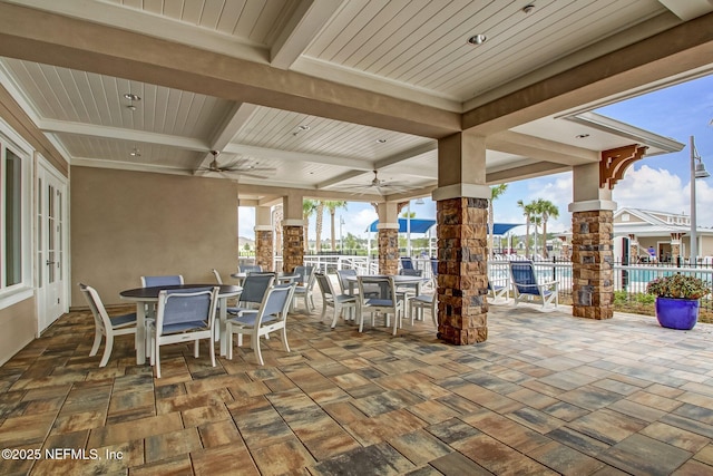 70 Creekmore Dr, Saint Augustine, FL 32092 - view of patio with outdoor dining area, ceiling fan, and french doors
