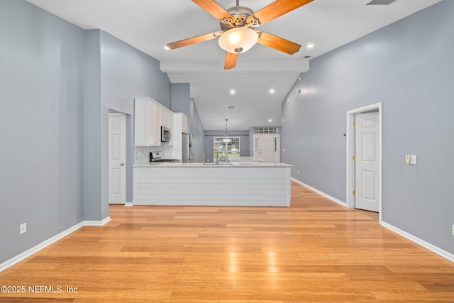 2007 Hollington Dr, Jacksonville, FL 32246 - unfurnished living room with a ceiling fan, light wood-style flooring, baseboards, and recessed lighting
