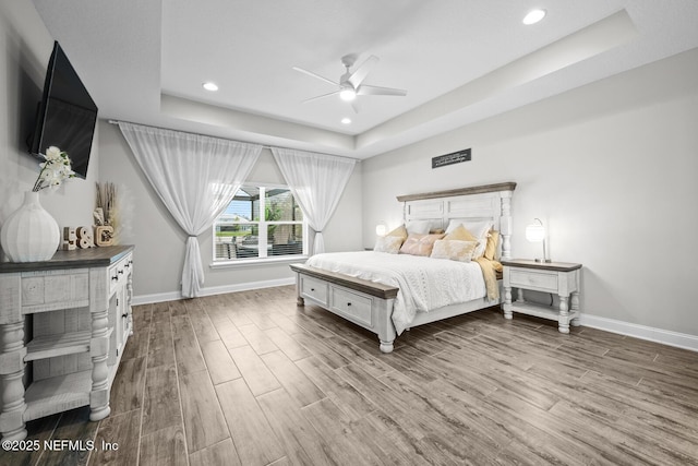 83 Tortola Way, Saint Johns, FL 32259 - bedroom with a raised ceiling, wood finished floors, recessed lighting, and ceiling fan