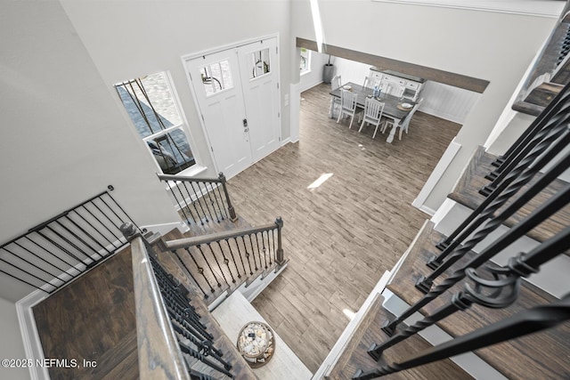 83 Tortola Way, Saint Johns, FL 32259 - staircase with a high ceiling and wood finished floors