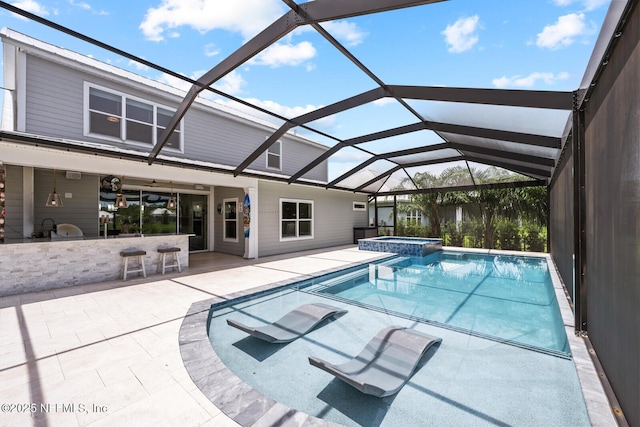 83 Tortola Way, Saint Johns, FL 32259 - view of pool with a patio area, a pool with connected hot tub, and a lanai