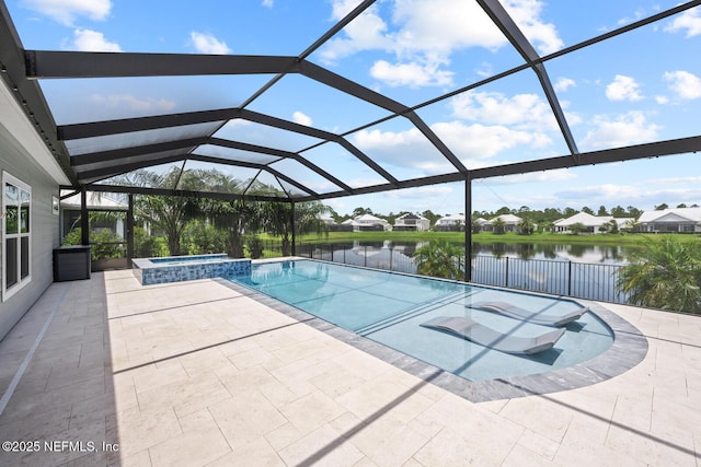 83 Tortola Way, Saint Johns, FL 32259 - view of pool featuring a water view, a patio, a pool with connected hot tub, and glass enclosure