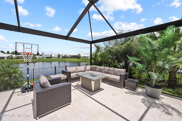 83 Tortola Way, Saint Johns, FL 32259 - view of patio with an outdoor living space, a water view, and a lanai