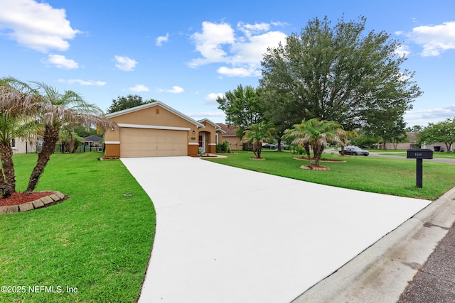 1101 Chokee Pl, Saint Augustine, FL 32092 - single story home with stucco siding, a front lawn, an attached garage, and concrete driveway