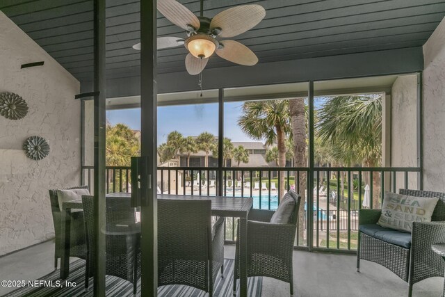 97 Village Las Palmas Cir, Saint Augustine, FL 32080 - sunroom with a ceiling fan