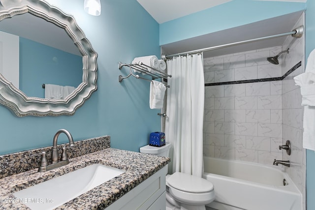 97 Village Las Palmas Cir, Saint Augustine, FL 32080 - full bath with shower / bathtub combination with curtain, vanity, and toilet