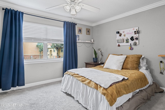 108 Laguna Villas Blvd Unit D22, Jacksonville Beach, FL 32250 - bedroom with carpet floors, ornamental molding, baseboards, and a ceiling fan