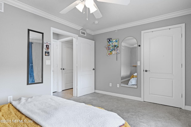 108 Laguna Villas Blvd Unit D22, Jacksonville Beach, FL 32250 - bedroom featuring crown molding, carpet floors, baseboards, a ceiling fan, and arched walkways