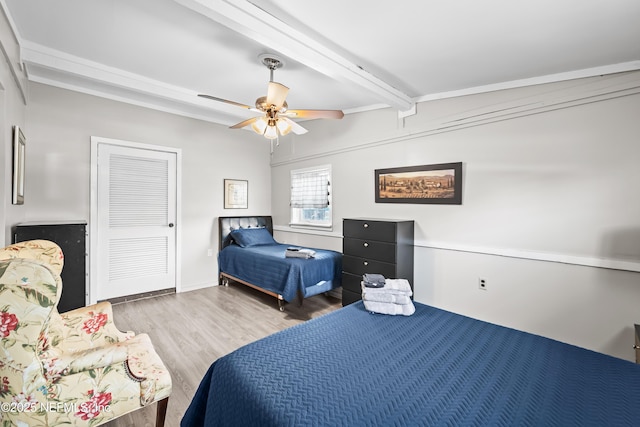 10836 Hawaii Dr S, Jacksonville, FL 32246 - bedroom with beam ceiling, wood finished floors, and ceiling fan