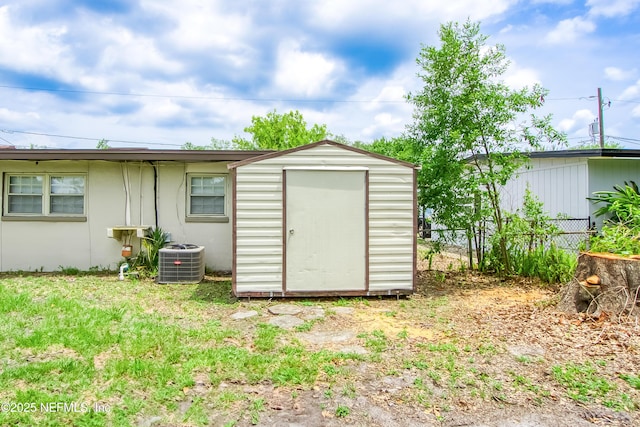 10836 Hawaii Dr S, Jacksonville, FL 32246 - view of shed featuring central AC unit