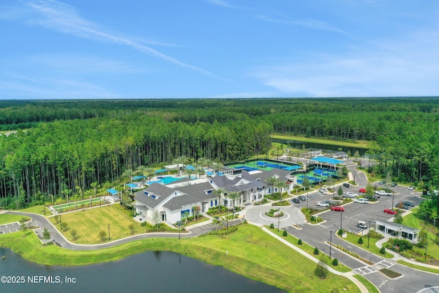 564 Jubilee Cir, Yulee, FL 32097 - drone / aerial view of a heavily wooded area and a large body of water