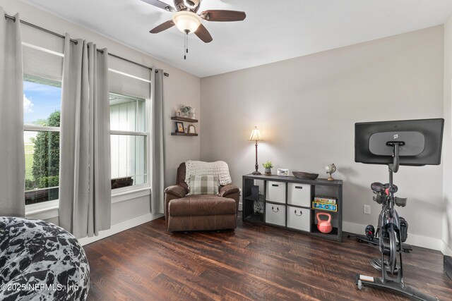 6228 Blue Marlin Dr, Keystone Heights, FL 32656 - bedroom featuring wood finished floors, baseboards, and a ceiling fan