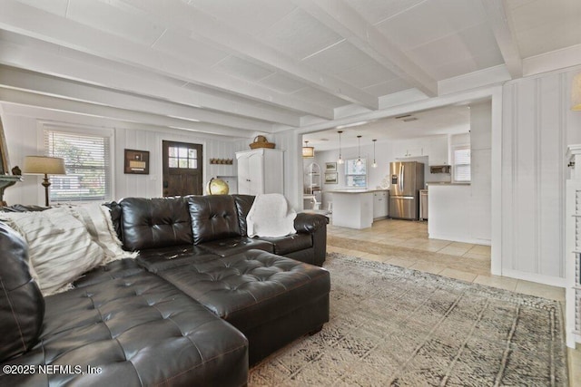 416 Margaret St, Neptune Beach, FL 32266 - living room with beam ceiling