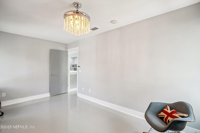 248 11th St, Atlantic Beach, FL 32233 - unfurnished room with a chandelier, tile patterned flooring, and a smoke detector