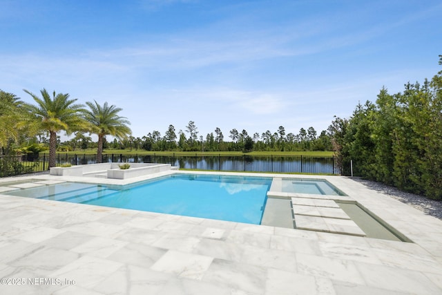 97 Marquesa Cir, Saint Johns, FL 32259 - view of swimming pool featuring a patio area, a pool with connected hot tub, and a water view