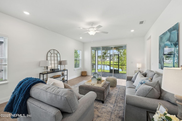 220 Killarney Ave, Saint Johns, FL 32259 - living room featuring wood finished floors, a ceiling fan, and recessed lighting