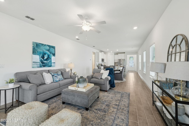 220 Killarney Ave, Saint Johns, FL 32259 - living area with wood finished floors, ceiling fan, and recessed lighting