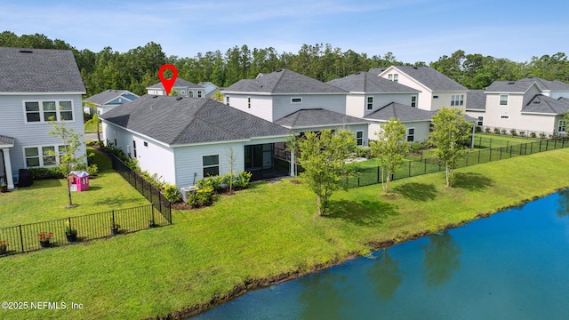 220 Killarney Ave, Saint Johns, FL 32259 - rear view of house featuring a residential view, a water view, a fenced backyard, and roof with shingles